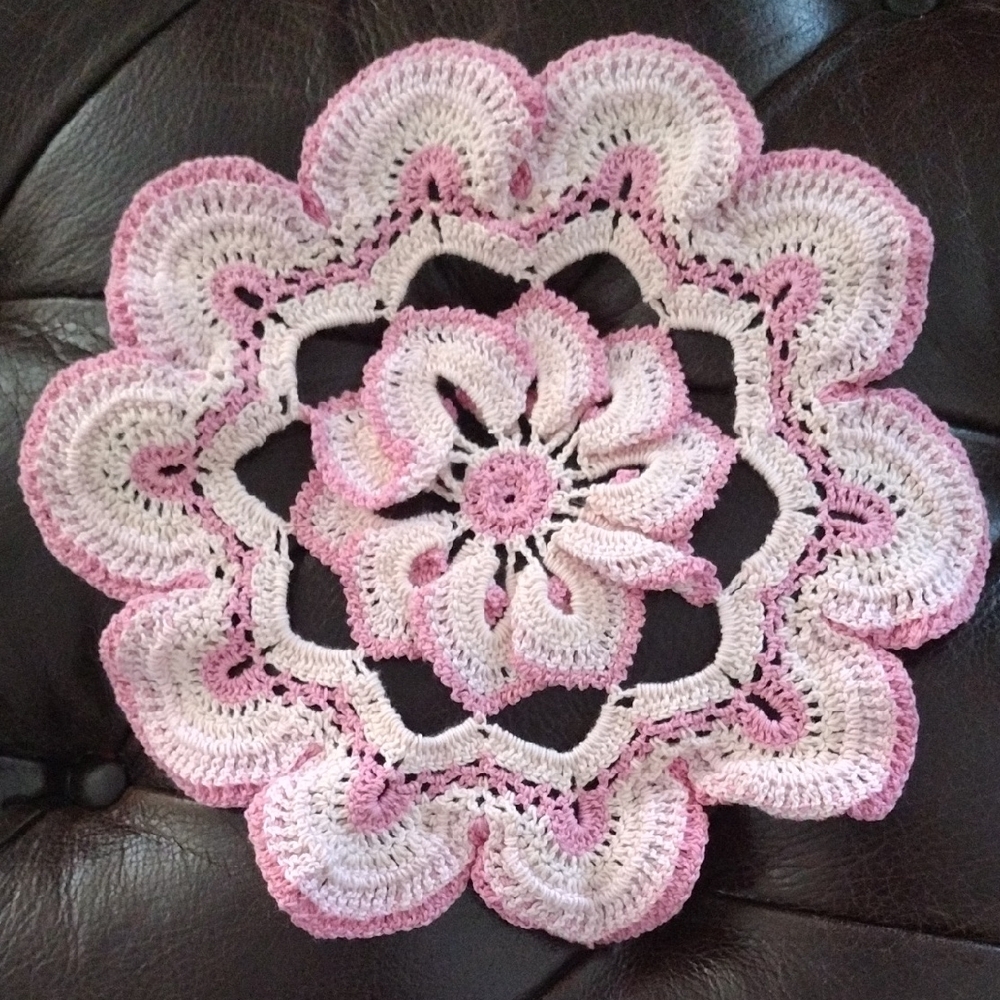 Pink and White Crochet Doily